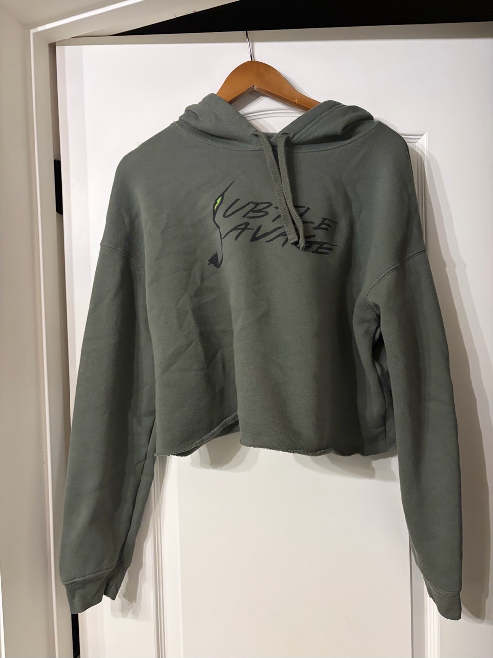 Savage Cropped Olive Green Hoodie